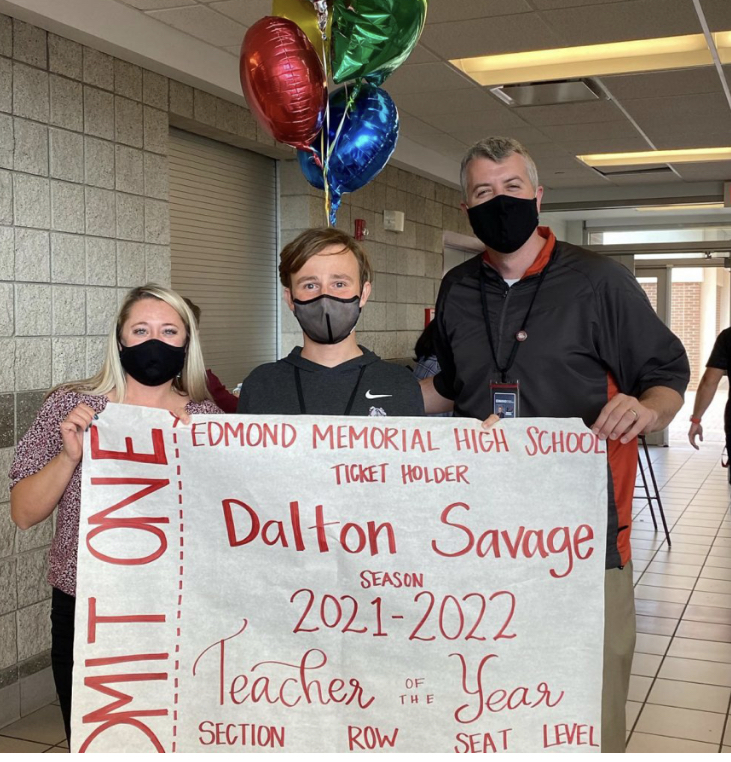 Dalton+Savage+is+awarded+teacher+of+the+year.