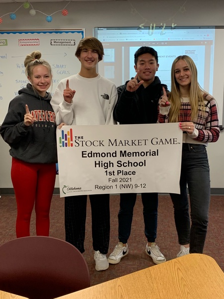 Senior students work together to win 1st place in The Stock Market Game.