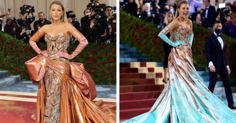 Blake Lively shows off her breathtaking reversible gown on the red carpet at the 2022 Met Gala.