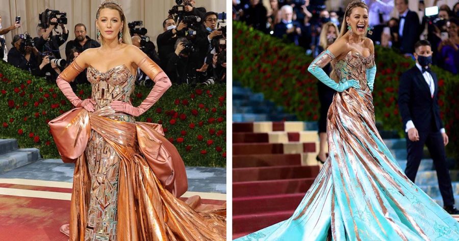 Blake+Lively+shows+off+her+breathtaking+reversible+gown+on+the+red+carpet+at+the+2022+Met+Gala.