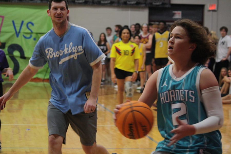 The teachers versus student basketball game is  always a competitive and fun part of Swine Week.