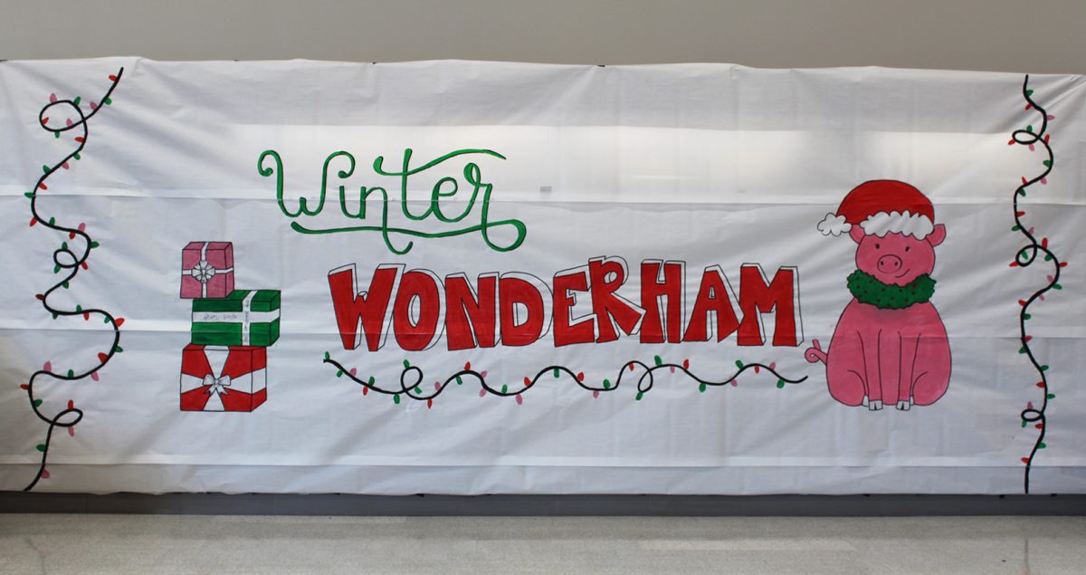 The Winter Wonderham banner was where many students took pictures.